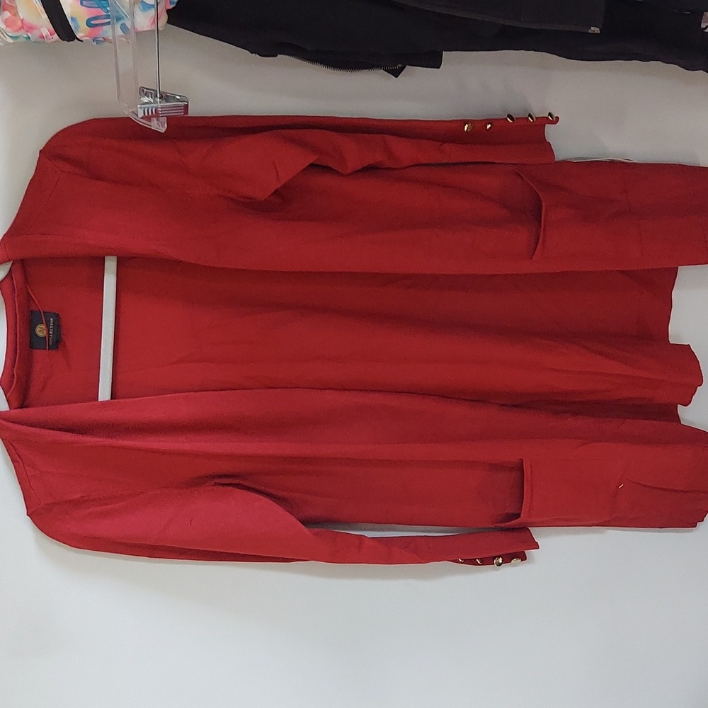 Long red cardigan